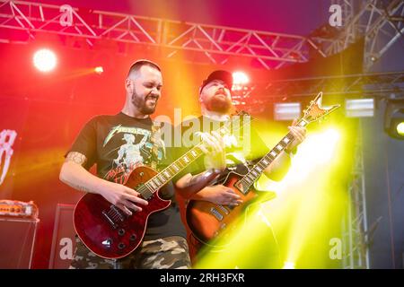 Casket Feeder, si esibisce dal vivo al Bloodstock Open Air Festival 2023, Catton Park, Derbyshire, Regno Unito. Foto: John Lambeth/Alamy Foto Stock