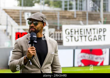 Stoccarda, Germania. 13 agosto 2023. ELF/ Game : Munich Ravens a Stoccarda Surge il 13 agosto. 2023,nello Stadio Gazi , Stoccarda , Germania Kasim Edebali crediti: Frank Baumert/Alamy Live News Foto Stock