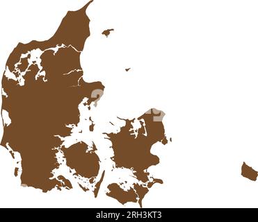 Mappa colore MARRONE CMYK della DANIMARCA Illustrazione Vettoriale