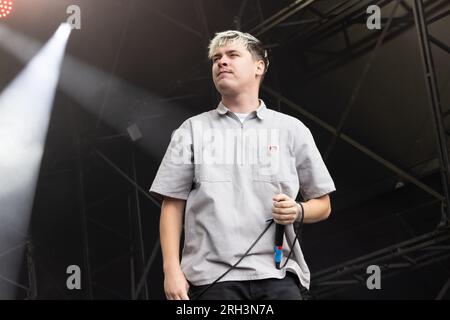 Il gruppo hardcore punk Knocked Loose con sede in Kentucky si esibisce al Bloodsotck Open Air Festival, agosto 2023. Foto: John Lambeth/Alamy Foto Stock