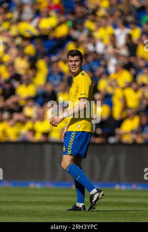 Broendby, Danimarca. 13 agosto 2023. Jacob Rasmussen (4) di Broendby SE visto durante il 3F Superliga match tra Broendby IF e Lyngby BK al Broendby Stadion di Broendby. (Foto: Gonzales Photo/Alamy Live News Foto Stock