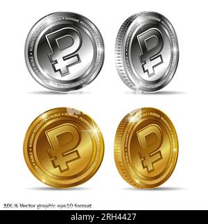 Rublo russo. Icona moneta. Moneta russa. Simbolo di pagamento bancario. Simbolo rublo. Acquisti. Pagamento. Cambio valuta. Operazioni finanziarie. Icona denaro contante Illustrazione Vettoriale