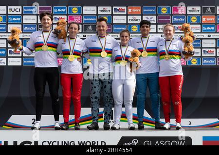 Glasgow BMX Centre, Glasgow, Scozia, Regno Unito. 13 agosto 2023. UCI Cycling World Championships BMX Racing - sei campioni del mondo UCI incoronati a Glasgow credito: Kay Roxby/Alamy Live News Foto Stock