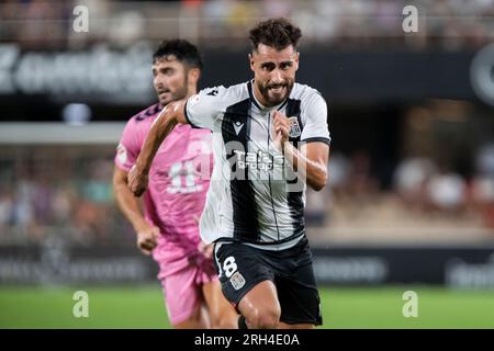 Cartagena, Murcia, Spagna. 13 agosto 2023. Luis Muñoz, 13 /08/2022, FC Cartagena vs CD Elendes, 2 , 2 divisione spagnola, LaLiga Hypermotion, campionato regolare, 1° giorno: Estadio Cartagonova, Cartagena, regione di Murcia. Crediti: Pascu Mendez/Alamy Live News Foto Stock