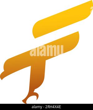 Logo Falcon lettera F. combinazione di logo realizzata con logo fire e sagoma a falco, modello iniziale del logo Illustrazione Vettoriale