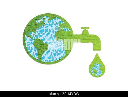 Concetto di giornata mondiale dell'acqua. Ogni goccia conta. Concetto Water Day 2024. Giornata mondiale della Terra e concetto di riscaldamento globale. Illustrazione vettoriale Illustrazione Vettoriale