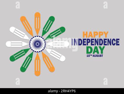 Illustrazione vettoriale di uno sfondo per Indian Happy Independence Day. 15 agosto. Adatto per biglietti d'auguri, poster e striscioni. Salute India Illustrazione Vettoriale