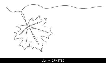 Disegno di una linea a foglia d'acero isolato su sfondo bianco Illustrazione Vettoriale