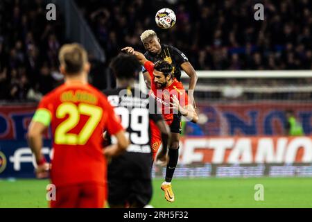 Bucarest, Romania. 10 agosto 2023. Adamo Nagalo (39) del FC Nordsjaelland visto durante la partita di qualificazione della UEFA Conference League tra FCSB e FC Nordsjaelland allo Stadionul Steaua di Bucarest. (Foto: Gonzales Photo - Dejan Obretkovic). Foto Stock