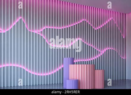 Esclusivo design decorativo dell'interno del pannello a parete, rappresentazione di illustrazioni 3d. Foto Stock