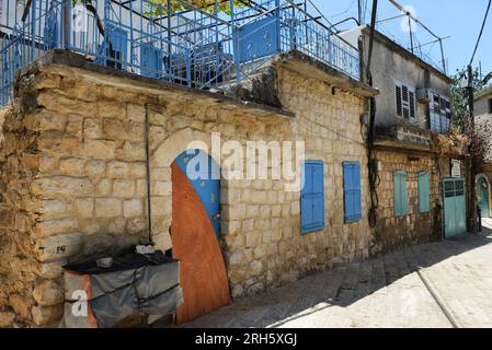 Bellissime case antiche nel villaggio di Peki'in, nella regione dell'alta Galilea, nel nord di Israele. Foto Stock