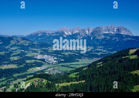 Kitzbuhel, Austria, Una veduta del Wilder Kaiser da Kitzbuher. Foto Stock