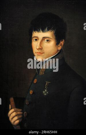 Rafael del Riego (1785-1823). Militare e politico spagnolo. Proclamò la costituzione liberale di Cadice, a Cabezas de San Juan (provincia di Siviglia, Andalusia), inaugurando il Triennio liberale. Ritratto anonimo, 1814-1823. Museo del Romanticismo. Madrid, Spagna. Foto Stock