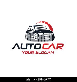 Design del logo dell'auto, design vettoriale del logo del marchio dell'auto premium Illustrazione Vettoriale
