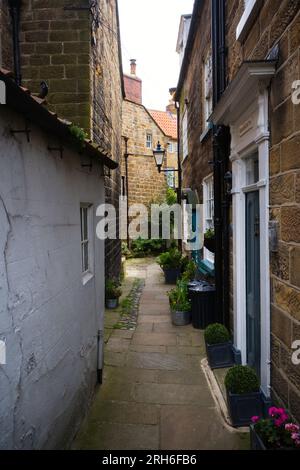 Robin Hood's Bay ha molti passaggi stretti Foto Stock