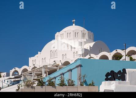 Cattedrale metropolitana ortodossa di Ypapantis, Fira, Santorini, Grecia Foto Stock