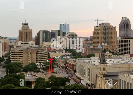 Skyline del centro di San Antonio, Texas Foto Stock