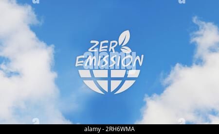 segnale di emissione zero su sfondo bianco Foto Stock