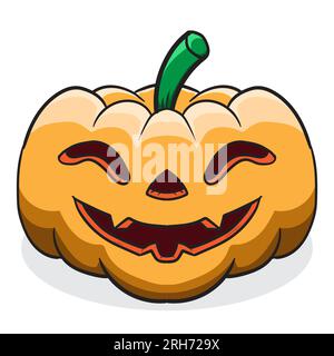 illustrazione vettoriale della zucca per il design di halloween con stile cartoni animati Illustrazione Vettoriale