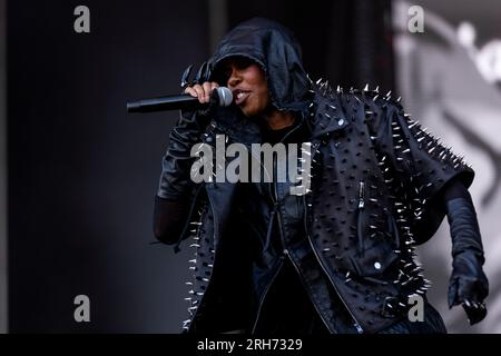 Milano, Italia. 2 luglio 2023. MILANO, ITALIA - 2 LUGLIO: Skin of Skunk Anansie si esibisce all'i-Days 2023 Ippodromo Snai la Maura di Milano il 2 luglio 2023 a Milano, Italia. (Foto di Roberto Finizio/NurPhoto) credito: NurPhoto SRL/Alamy Live News Foto Stock