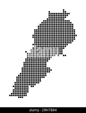 Mappa del Libano. Mappa del Libano in stile punteggiato. I confini del paese sono riempiti di rettangoli per il tuo progetto. Illustrazione vettoriale. Illustrazione Vettoriale