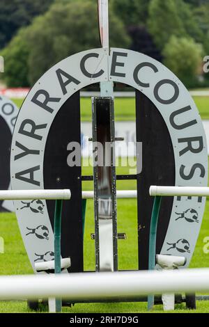 Il traguardo all'ippodromo di Ayr, in Scozia Foto Stock