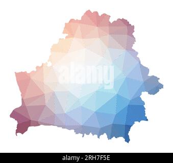 Mappa della Bielorussia. Illustrazione a basso contenuto di polietilene del paese. Design geometrico con strisce. Tecnologia, Internet, concetto di rete. Illustrazione vettoriale. Illustrazione Vettoriale