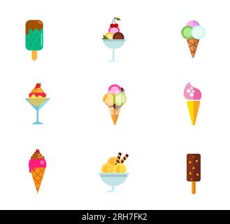 Set di icone per gelato Illustrazione Vettoriale