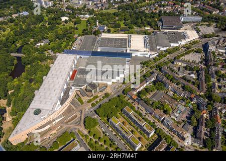 Vista aerea, Messe Essen, Rüttenscheid, Essen, zona della Ruhr, Renania settentrionale-Vestfalia, Germania Foto Stock