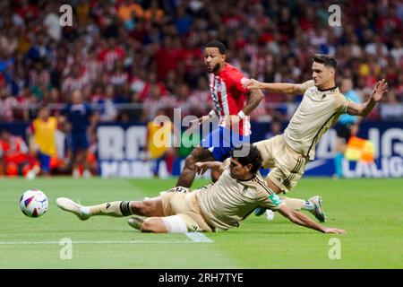 Madrid, Spagna. 14 agosto 2023. MADRID, SPAGNA - 14 AGOSTO: Vallejo di Granada in azione durante la partita LaLiga EA Sports 2023/24 tra Atletico de Madrid e Granada allo Stadio Civitas Metropolitano di Madrid il 14 AGOSTO 2023. ( Credit: Guillermo Martinez/Alamy Live News Foto Stock