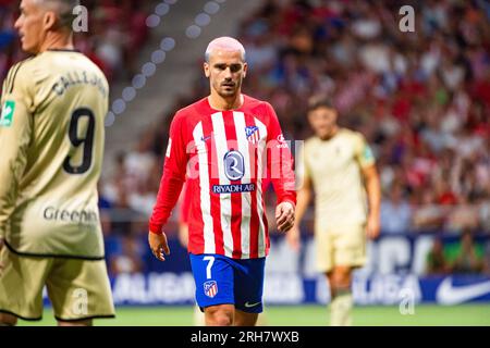 Madrid, Spagna. 14 agosto 2023. Antoine Griezmann (Atletico Madrid) durante la partita di calcio LaLiga EA Sports tra Atletico Madrid e Granada giocata allo stadio Civitas Metropolitano il 14 agosto 2023 a Madrid, Spagna credito: Independent Photo Agency/Alamy Live News Foto Stock