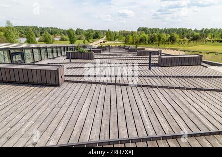 Koknese, Lettonia. 15 maggio 2023. "Saieta nams" nel parco commemorativo "Liktendarzs" (il Giardino del destino). Foto Stock