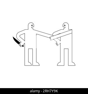 Icona del segno del traditore. Simbolo di tradimento. Il concetto di tradimento e' un coltello nella schiena. Illustrazione Vettoriale