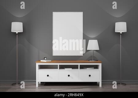 Rendering 3d Della Cornice Poster Mock Up Collocata In Un Interno Moderno  Della Camera Da Letto