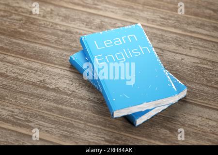 Apprendimento della lingua inglese. Grammatica inglese. Learn English Book for Study A Language. rendering 3d. Foto Stock
