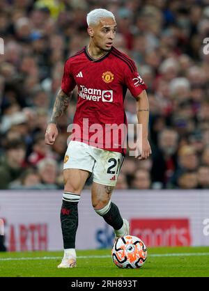 Manchester, Regno Unito. 14 agosto 2023. Antony del Manchester United durante la partita di Premier League all'Old Trafford, Manchester. Il credito fotografico dovrebbe leggere: Andrew Yates/Sportimage Credit: Sportimage Ltd/Alamy Live News Foto Stock