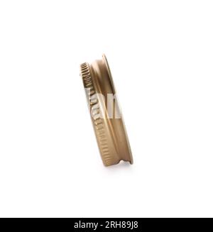 Un tappo per flacone metallico isolato su bianco Foto Stock