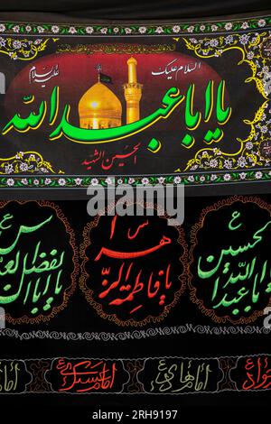 India, Jammu e Kashmir, Kargil Lotsum, Ashura, grafica del festival Muharram Foto Stock