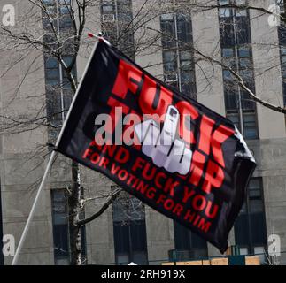 Dimostrazione anti-Trump NYC 4/4/23 #1 Foto Stock