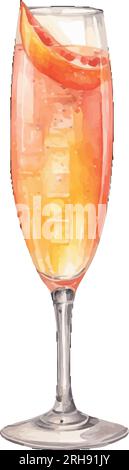 vettore cocktail watercolor bellini Illustrazione Vettoriale
