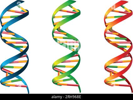 Icona DNA. Simbolo del DNA. Simbolo dell'elica del DNA 3D. Icona gene. Illustrazione vettoriale su sfondo bianco. Illustrazione Vettoriale