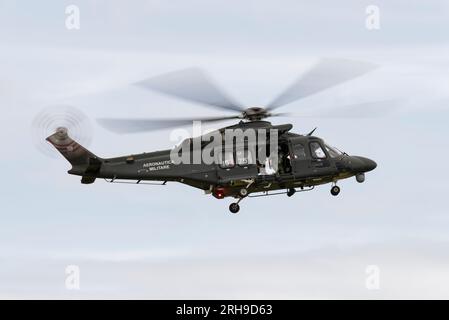 Italian Air Force Leonardo HH-139B Search and Rescue Helicopter 1575 performs a demonstration SAR operation at the RIAT Stock Photo