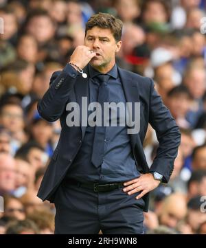 Londra, Regno Unito. 13 agosto 2023 - Chelsea contro Liverpool - Premier League - Stamford Bridge. L'allenatore del Chelsea Mauricio Pochettino durante la partita di Premier League allo Stamford Bridge. Credito immagine: Mark Pain / Alamy Live News Foto Stock