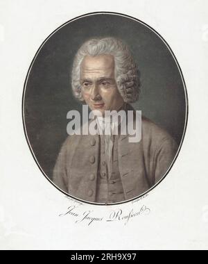 Jean-Jacques Rousseau, 1712 – 1778. Filosofo, scrittore e compositore genevano. Dopo una stampa di Pierre Michel Alix dal dipinto di Jean Francois Garnerey. Foto Stock