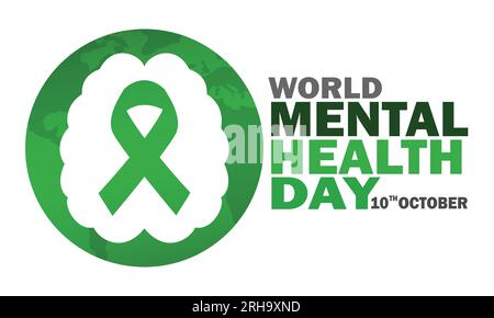 Concetto della giornata mondiale della salute mentale. 10 ottobre. Concetto di vacanza. Modello per sfondo, banner, scheda, poster con iscrizione di testo. Vettore Illustrazione Vettoriale