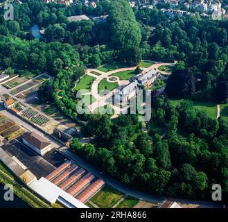 Strasburgo, Parc de l'Orangerie Park, Pavilion Joséphine, serre, vista aerea della città, Alsazia, Francia, Europa, Foto Stock