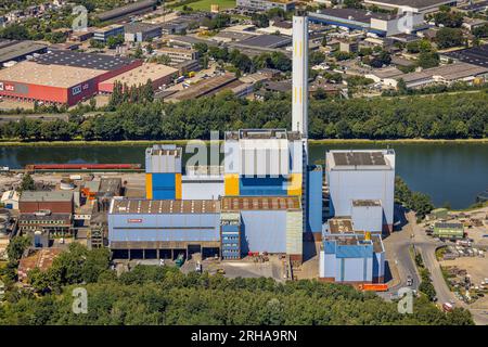 Vista aerea, società energetica GMVA Niederrhein GmbH, impianto di incenerimento dei rifiuti, Lirich, Oberhausen, regione della Ruhr, Renania settentrionale-Vestfalia, Germania, DE, Europ Foto Stock