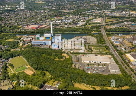 Vista aerea, società energetica GMVA Niederrhein GmbH, impianto di incenerimento dei rifiuti, Lirich, Oberhausen, regione della Ruhr, Renania settentrionale-Vestfalia, Germania, DE, Europ Foto Stock