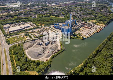 Vista aerea, società energetica GMVA Niederrhein GmbH, impianto di incenerimento dei rifiuti, Lirich, Oberhausen, regione della Ruhr, Renania settentrionale-Vestfalia, Germania, DE, Europ Foto Stock