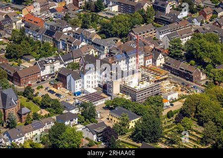 Vista aerea, Helios St Elisabeth Clinic Oberhausen, cantiere e nuovo edificio, Styrum, Oberhausen, regione della Ruhr, Renania settentrionale-Vestfalia, tedesco Foto Stock